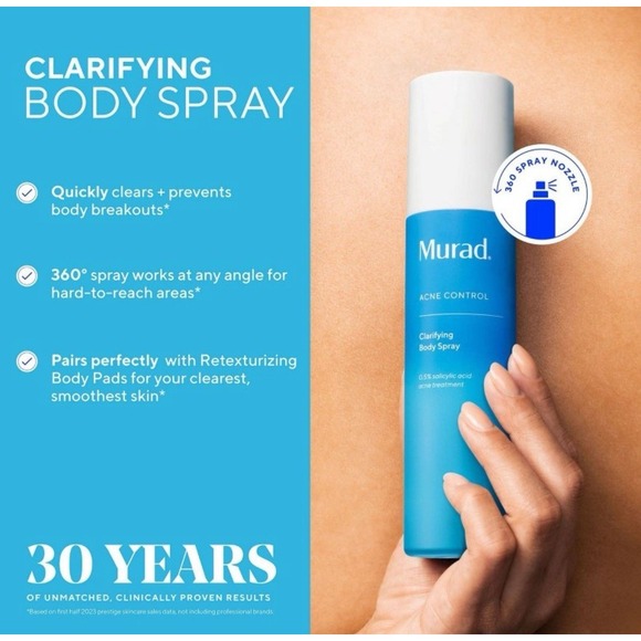 Murad Clarifying Body Spray with Salicylic Acid Good For Acne/Blemishes (6 oz) - Picture 2 of 8
